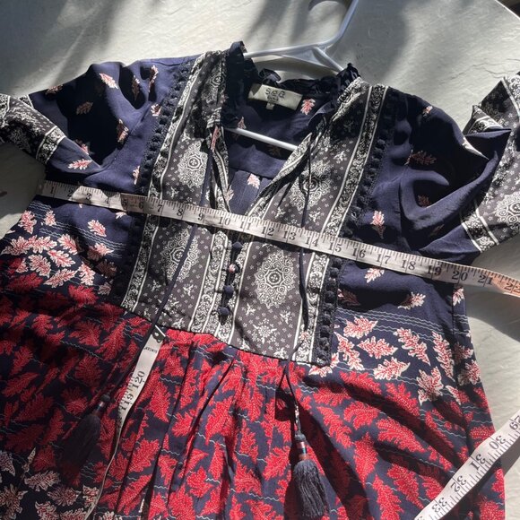 Sea New York Eloise Ruffled Printed Silk Crepe de Chine Blouse Size 6 - Picture 6 of 7